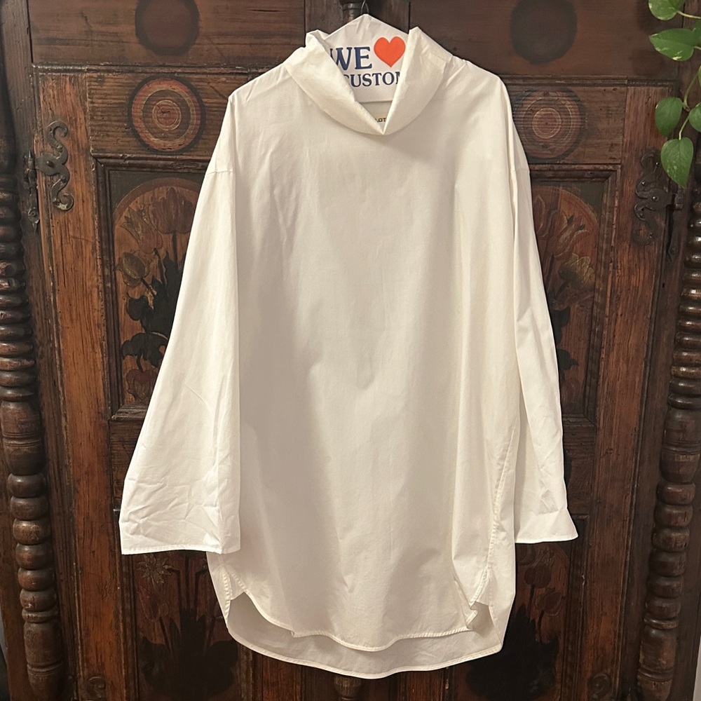 Nili Lotan white Poplin Funnel Neck Tunic or Mini Dress